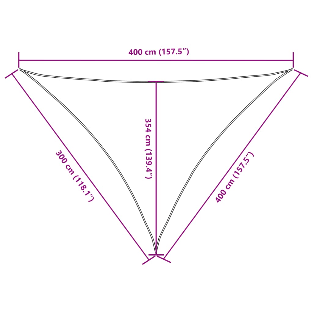 vidaXL Sonnensegel Oxford-Gewebe Dreieckig 3x4x4 m Rot