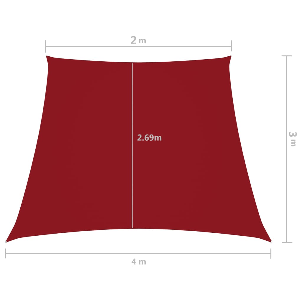 vidaXL Voile d'ombrage en tissu Oxford Trapézoïdal 2/4x3 m Rouge