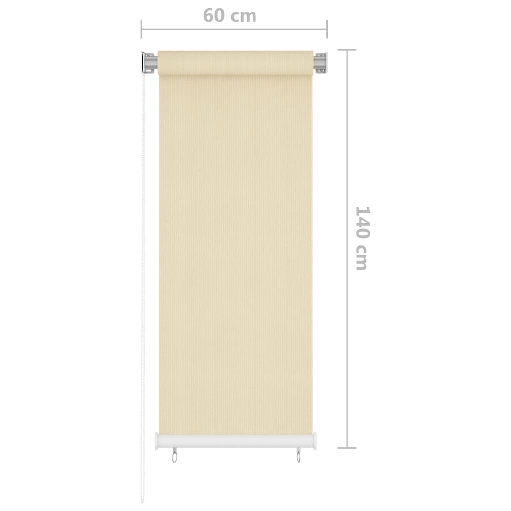 vidaXL Außenrollo Creme 60x140 cm HDPE