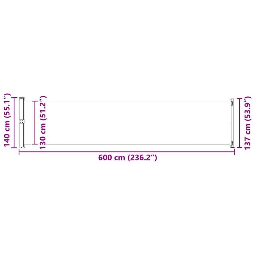 Ausziehbare Seitenmarkise 140x600 cm Schwarz