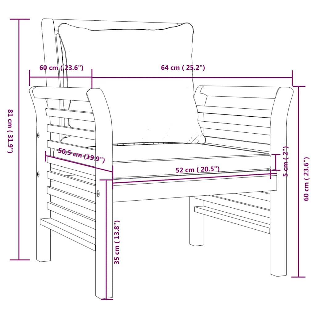 vidaXL Fauteuils de jardin avec coussins crème 2 pcs Bois d'acacia massif