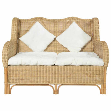 vidaXL 2-Sitzer-Sofa Natürliches Rattan und Leinen