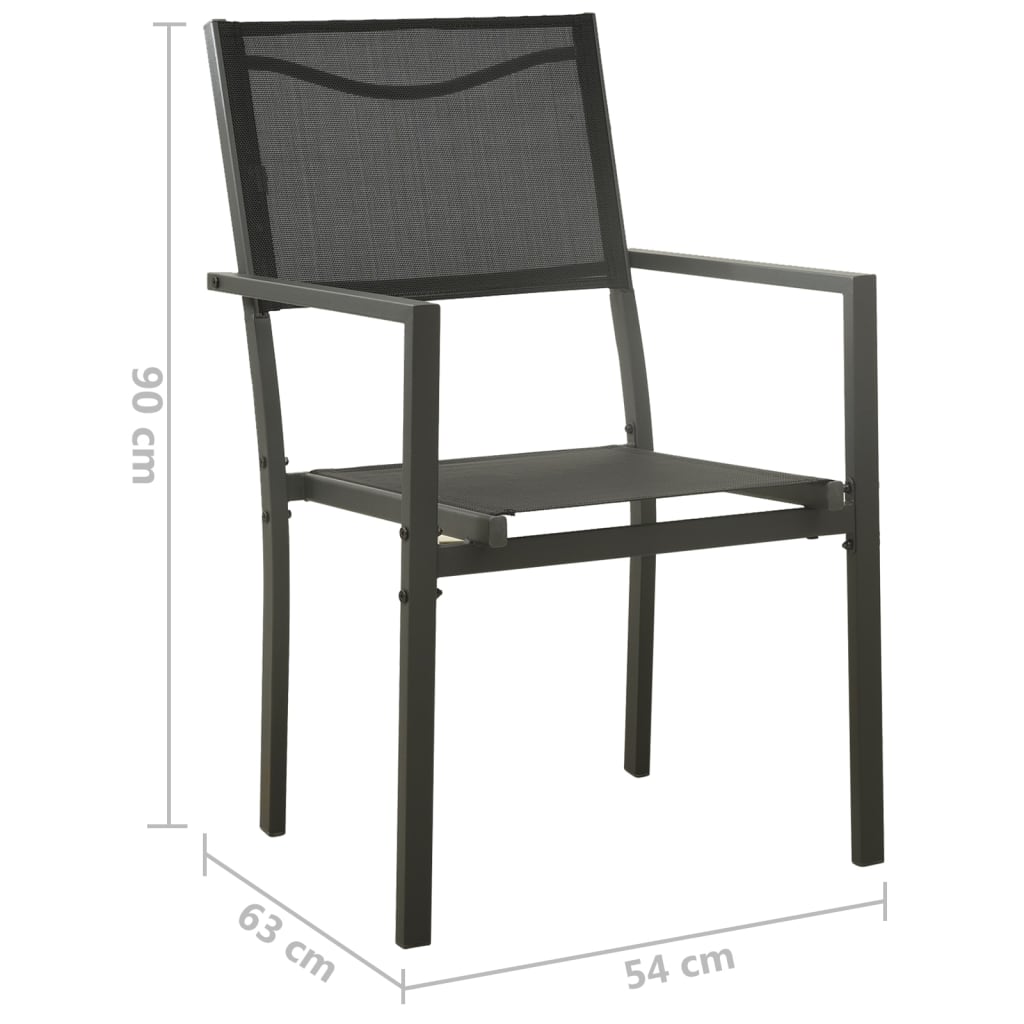 vidaXL Gartenstühle 4 Stk. Textilene und Stahl Schwarz und Anthrazit