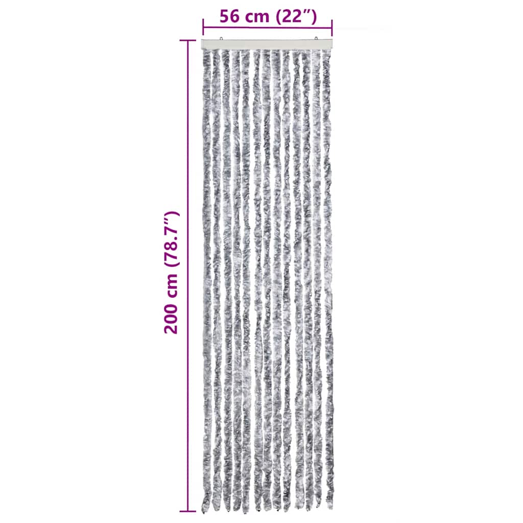 Insektenschutz-Vorhang Weiß und Grau 56x200 cm Chenille