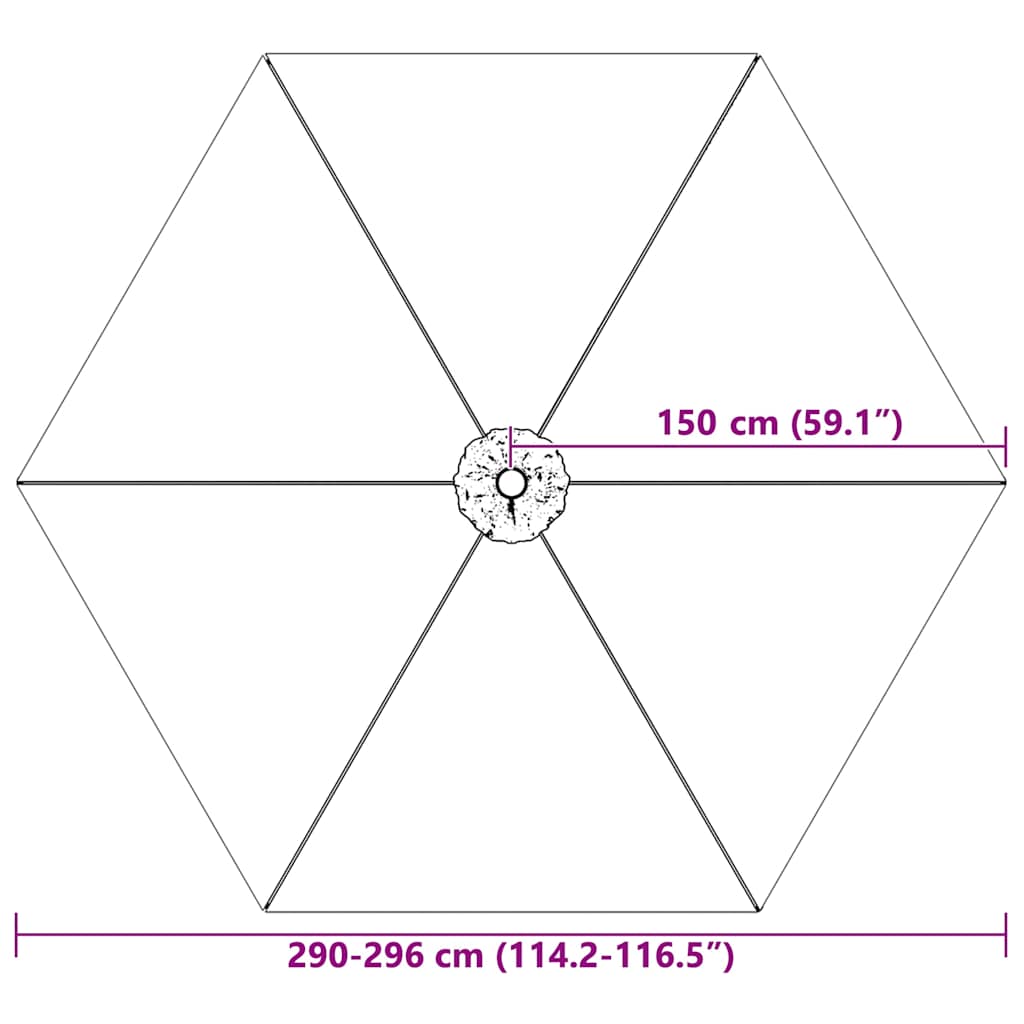 Ersatzbezug für Sonnenschirm Schwarz 300 cm