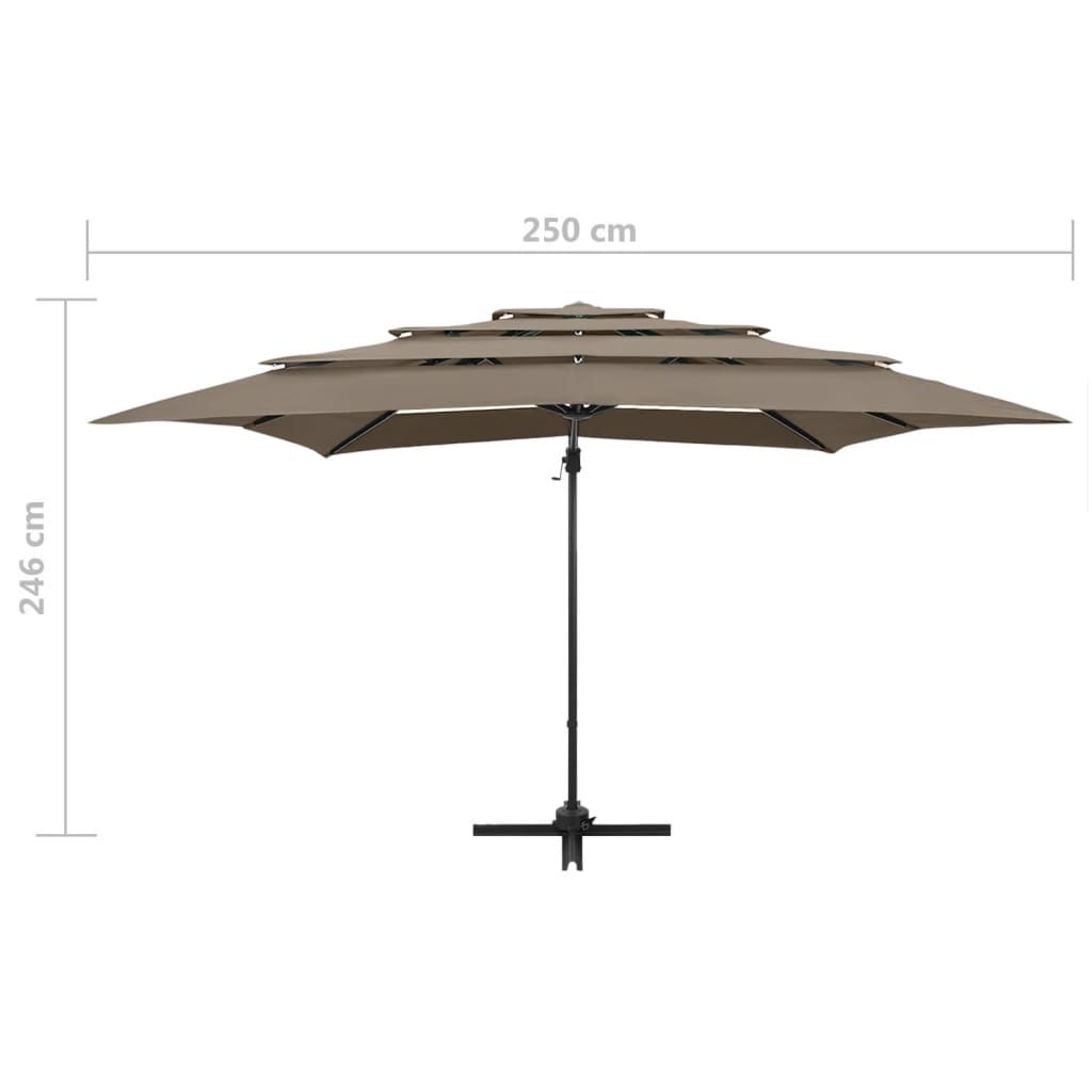 vidaXL Sonnenschirm mit Aluminium-Mast 4-lagig Taupe 250x250 cm