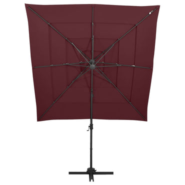 Parasol vidaXL avec mât en aluminium 4 couches bordeaux 250x250 cm