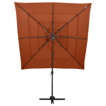 vidaXL Parasol à mât en aluminium 4 couches Terracotta 250x250 cm