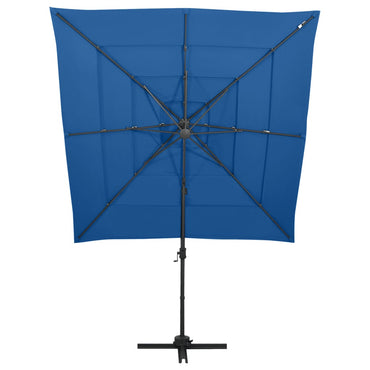 vidaXL Parasol à mât en aluminium 4 couches bleu azur 250x250 cm