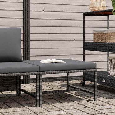 vidaXL Repose-pieds modulaire avec coussin gris résine tressée