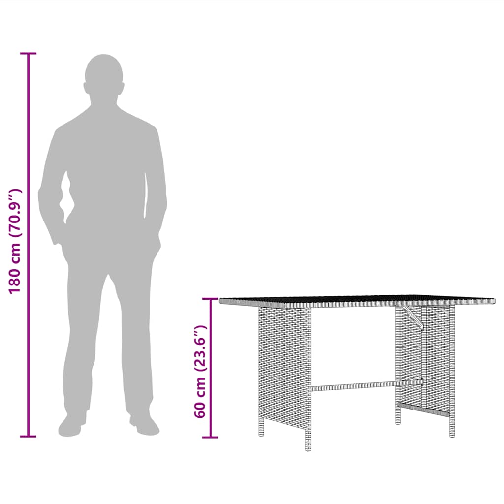 vidaXL Table à dîner de jardin gris 110x70x65 cm résine tressée