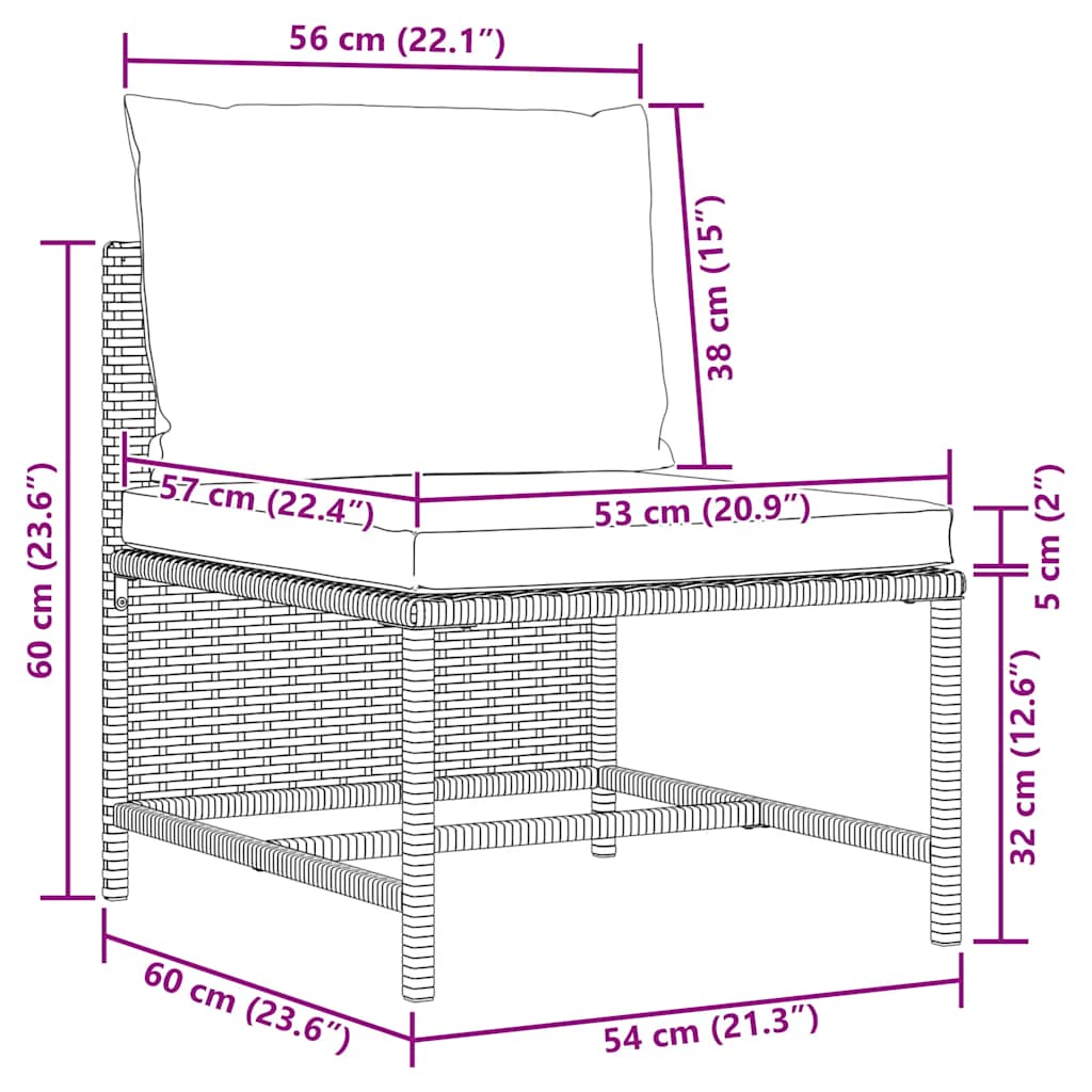vidaXL 4-Sitzer-Gartensofa mit Kissen Grau Poly Rattan