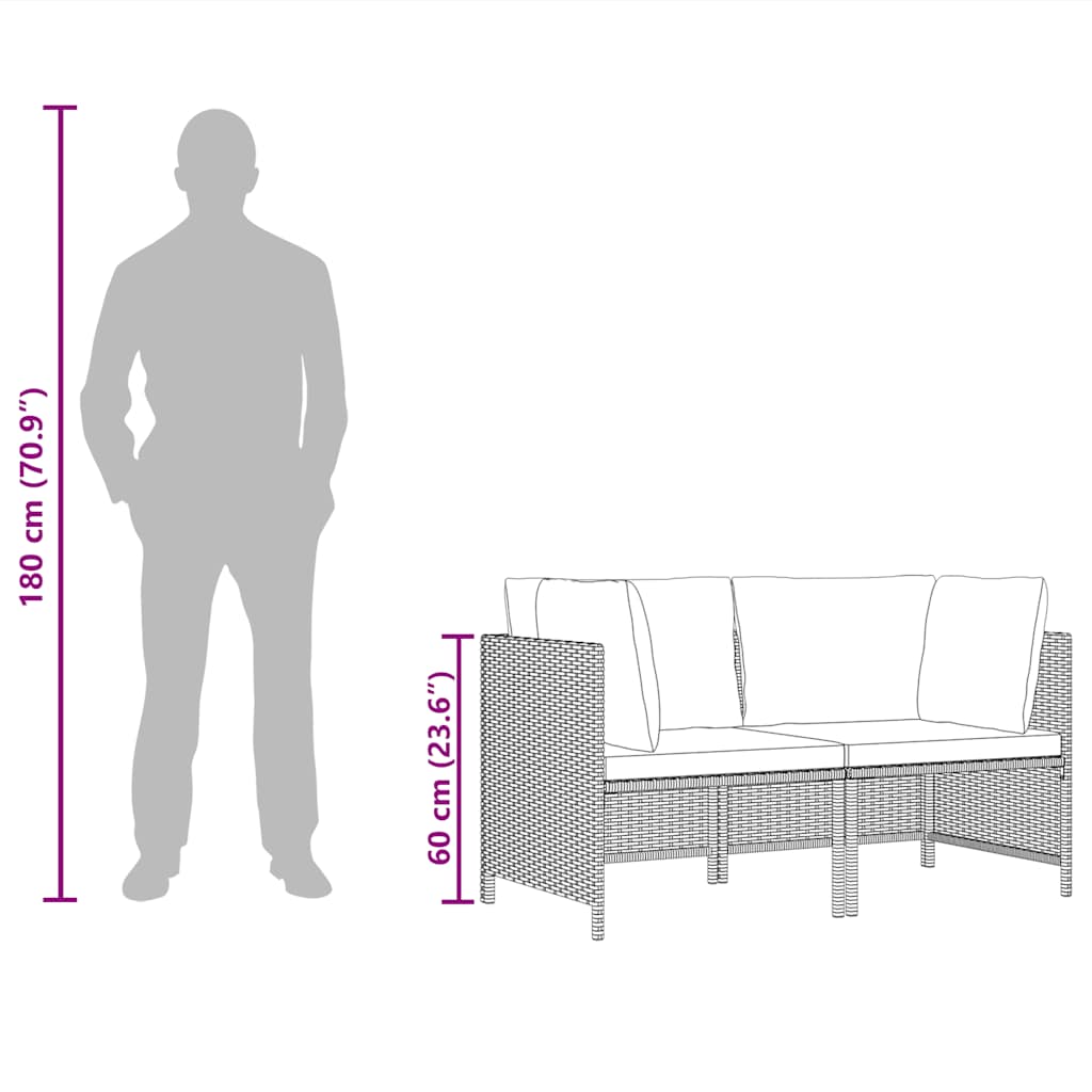 vidaXL 2-tlg. Garten-Sofagarnitur mit Auflagen Poly Rattan Grau
