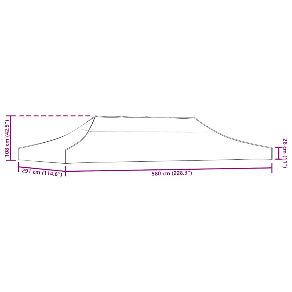 Partyzelt-Dach 6x3 m Burgunderrot 270 g/m²