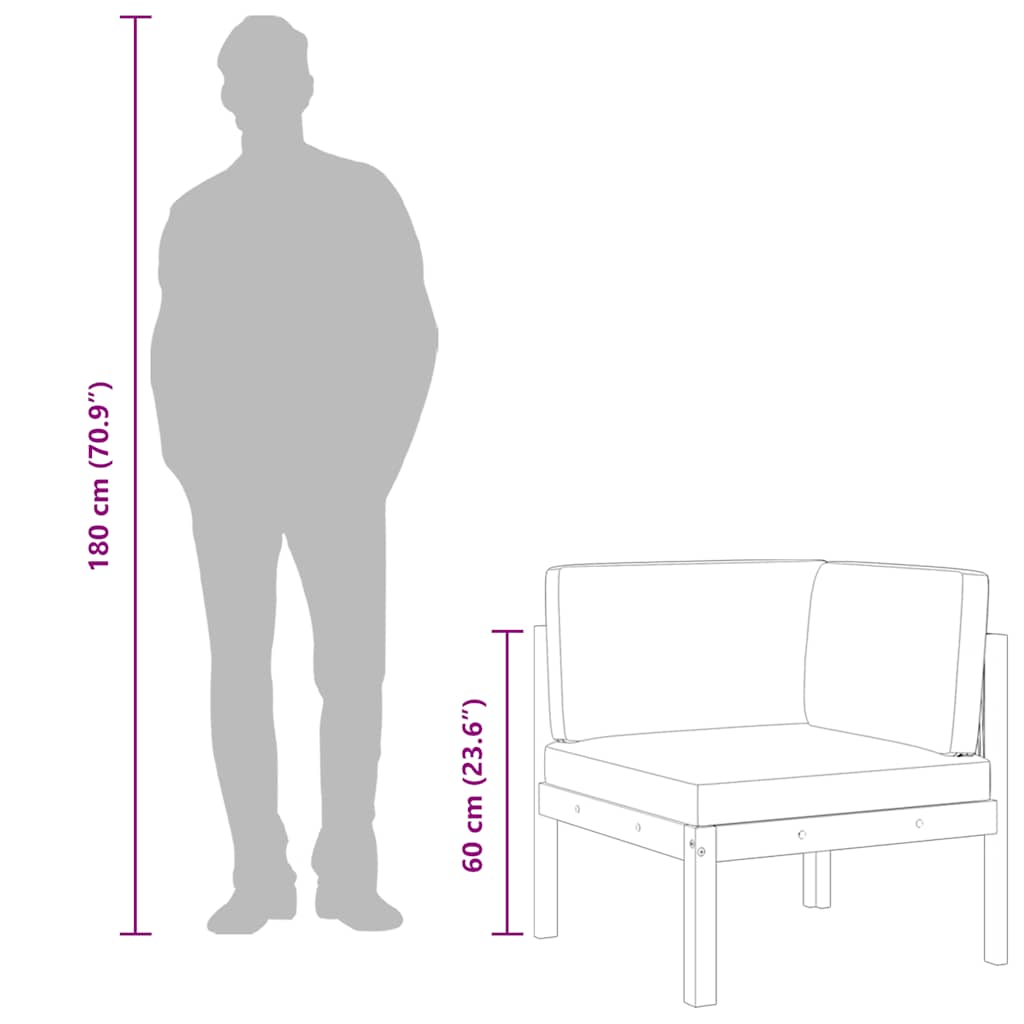 Garten-Ecksofa mit Kissen Holz Akazie & Seil