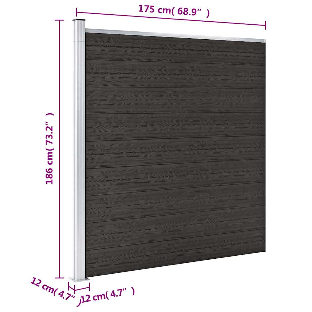 vidaXL Panneau de clôture WPC 175x186 cm Noir