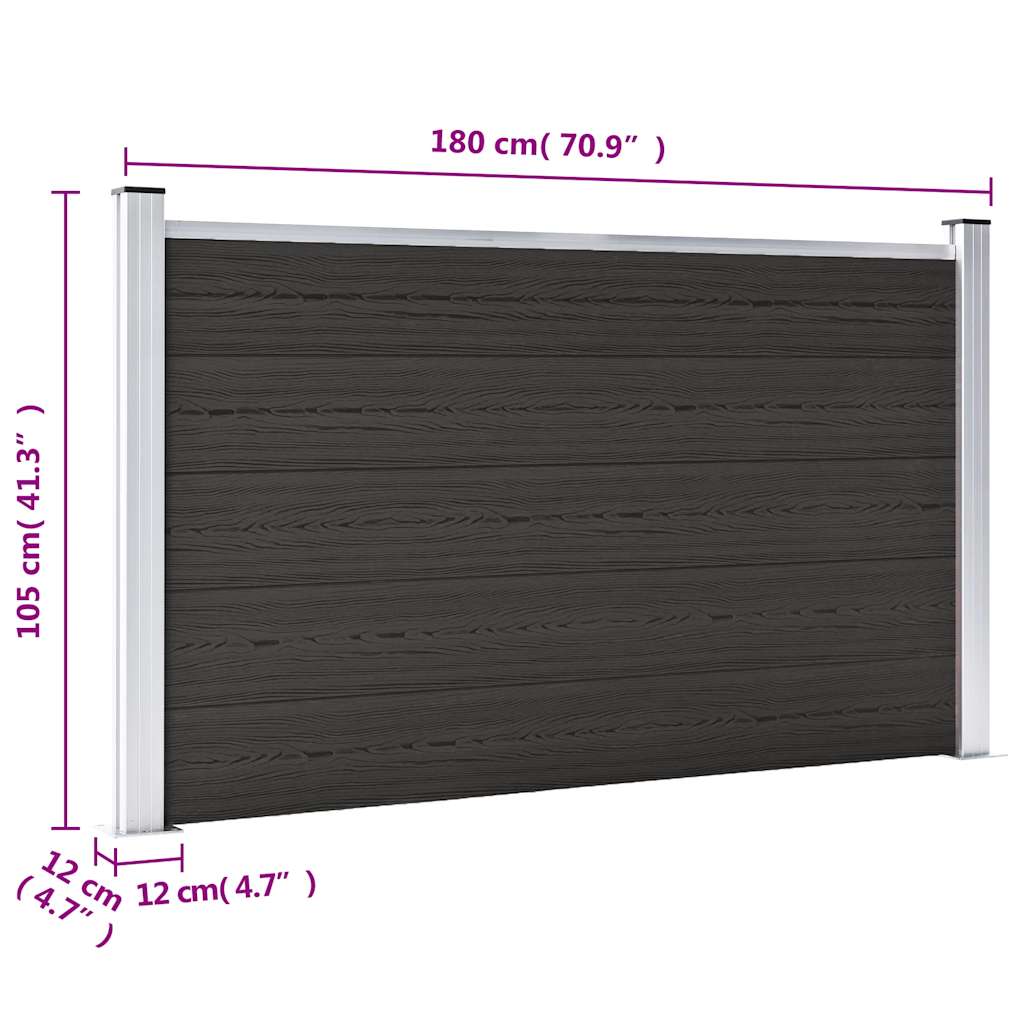 vidaXL Panneau de clôture en WPC 180x105 cm Noir