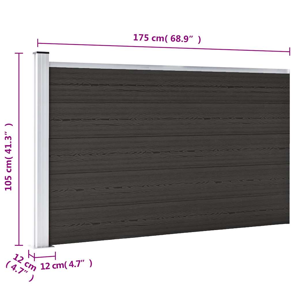 vidaXL Élément de clôture WPC 175x105 cm Noir