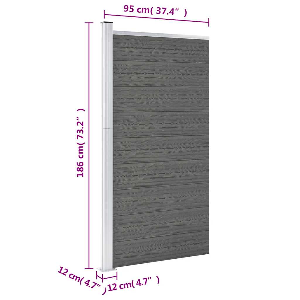 vidaXL Panneau de clôture WPC 95x186 cm Gris