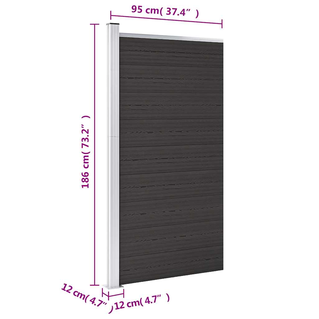vidaXL Panneau de clôture WPC 95x186 cm Noir