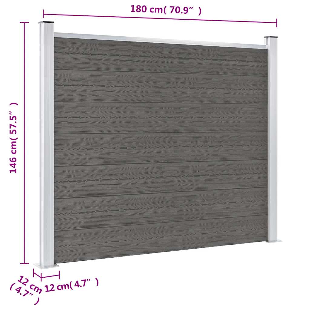 vidaXL Clôture WPC 180x146 cm Gris