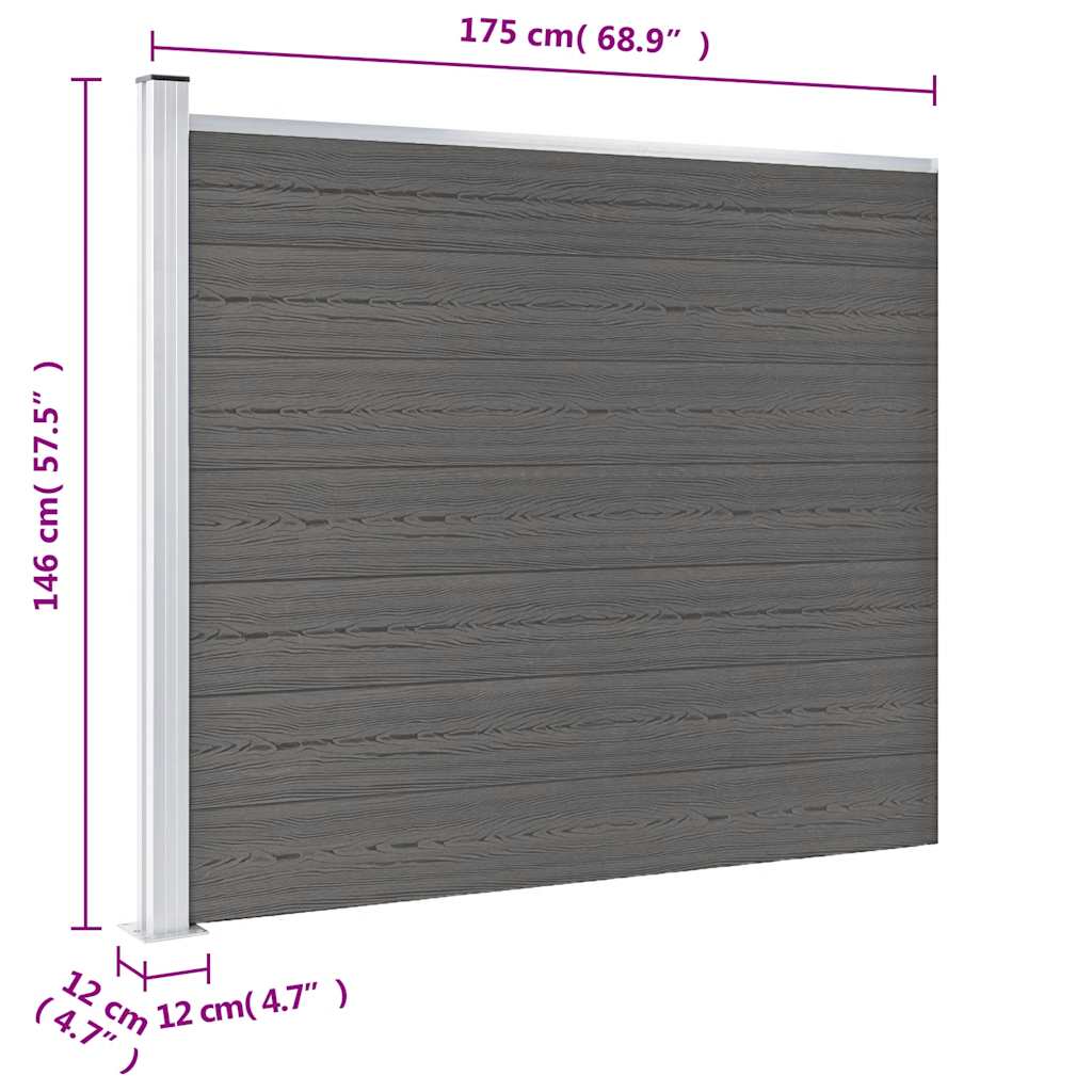 vidaXL Panneau de clôture WPC 175x146 cm Gris