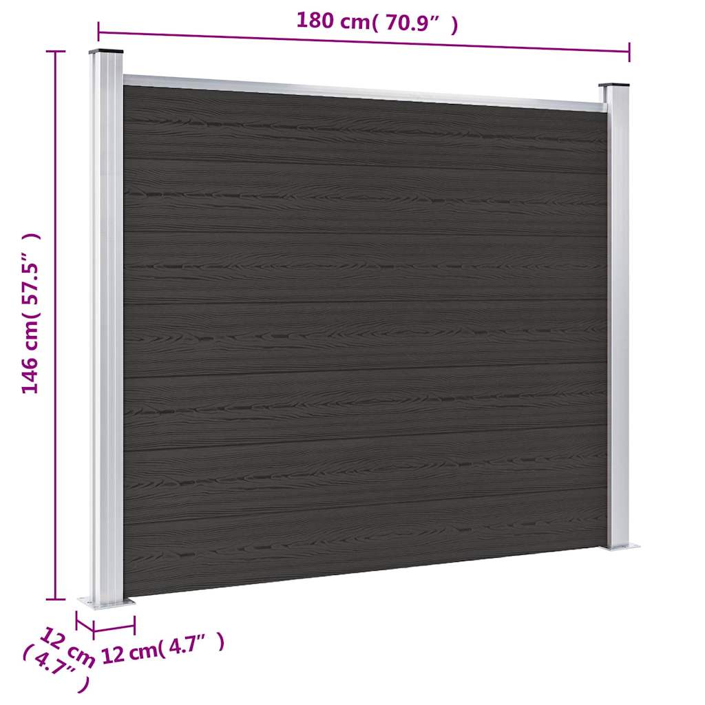 vidaXL Panneau de clôture WPC 180x146 cm Noir