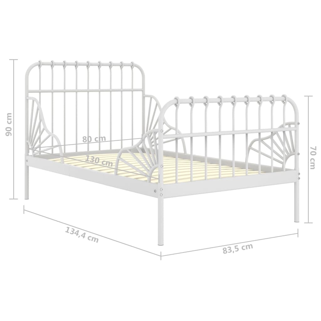 vidaXL Ausziehbett Weiß Metall 80x130/200 cm