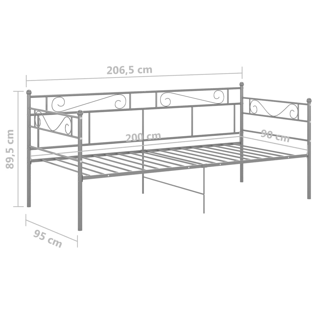 vidaXL Schlafsofa Bettgestell Grau Metall 90x200 cm