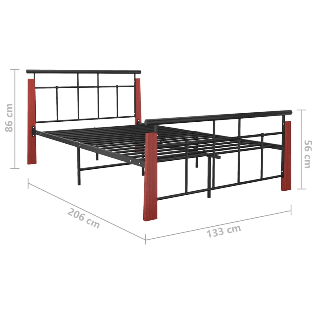 vidaXL Bettgestell Metall und Massivholz Eiche 120x200 cm