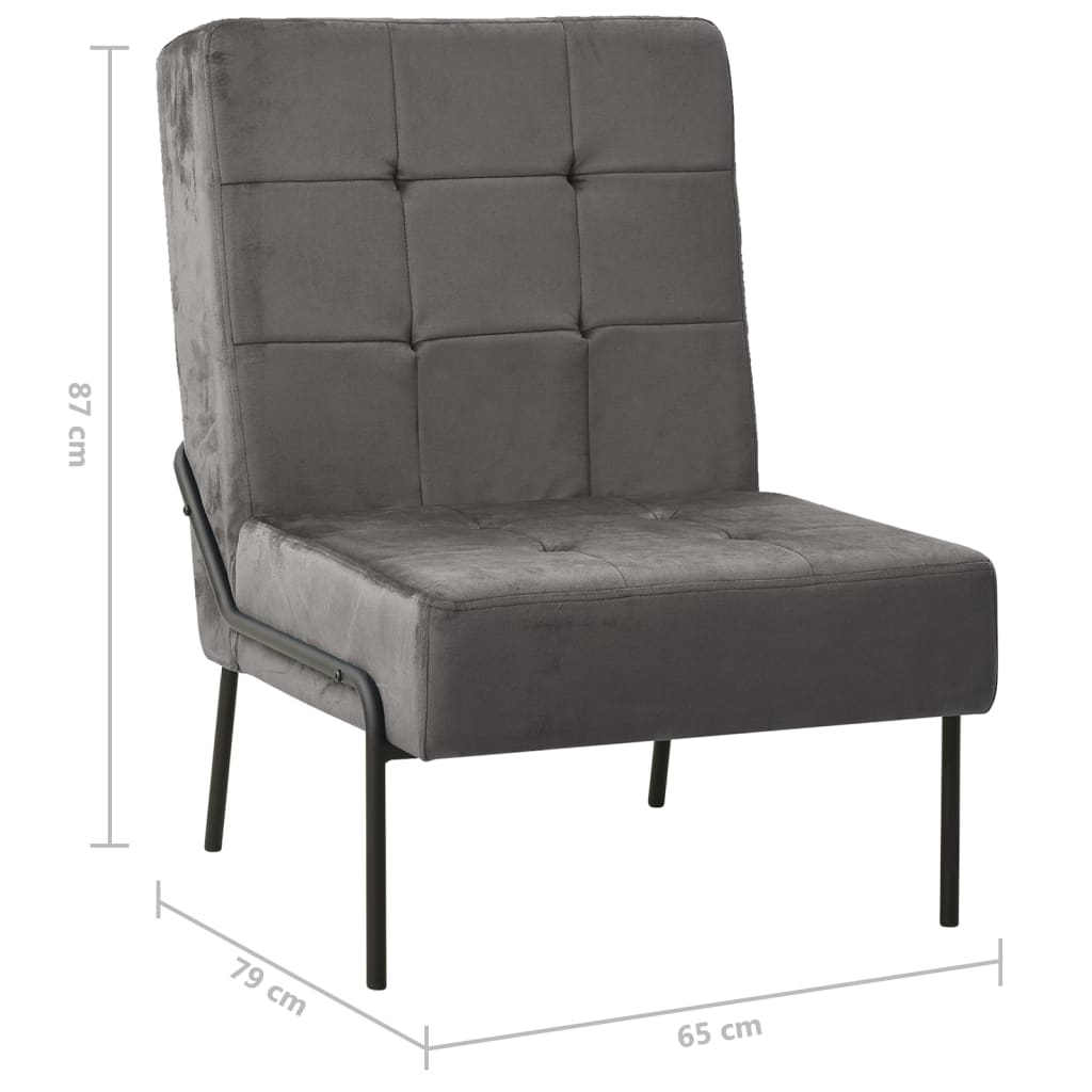 vidaXL Chaise longue 65x79x87 cm Velours gris foncé