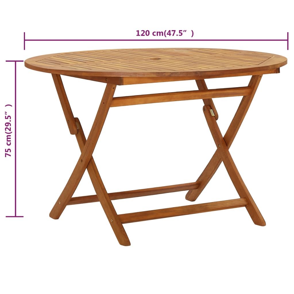 vidaXL Klappbarer Gartentisch 120 cm Massivholz Akazie