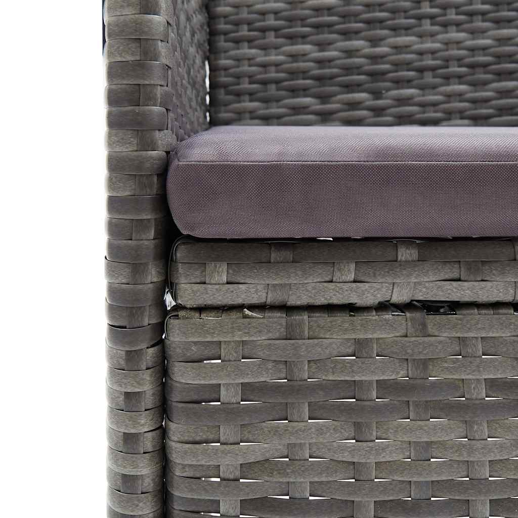 vidaXL 5-tlg. Garten-Essgruppe Grau Poly Rattan und Glas