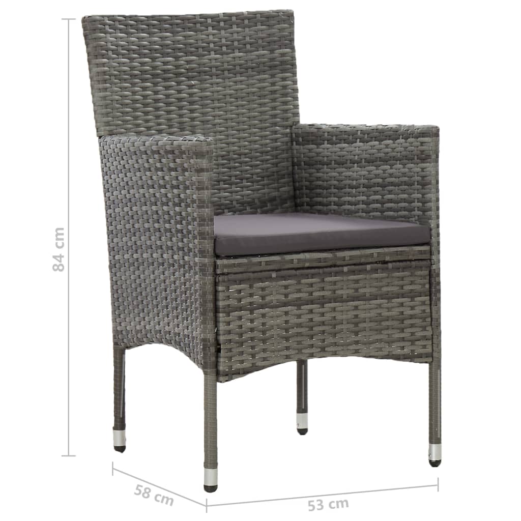 vidaXL 5-tlg. Garten-Essgruppe Grau Poly Rattan und Akazienholz