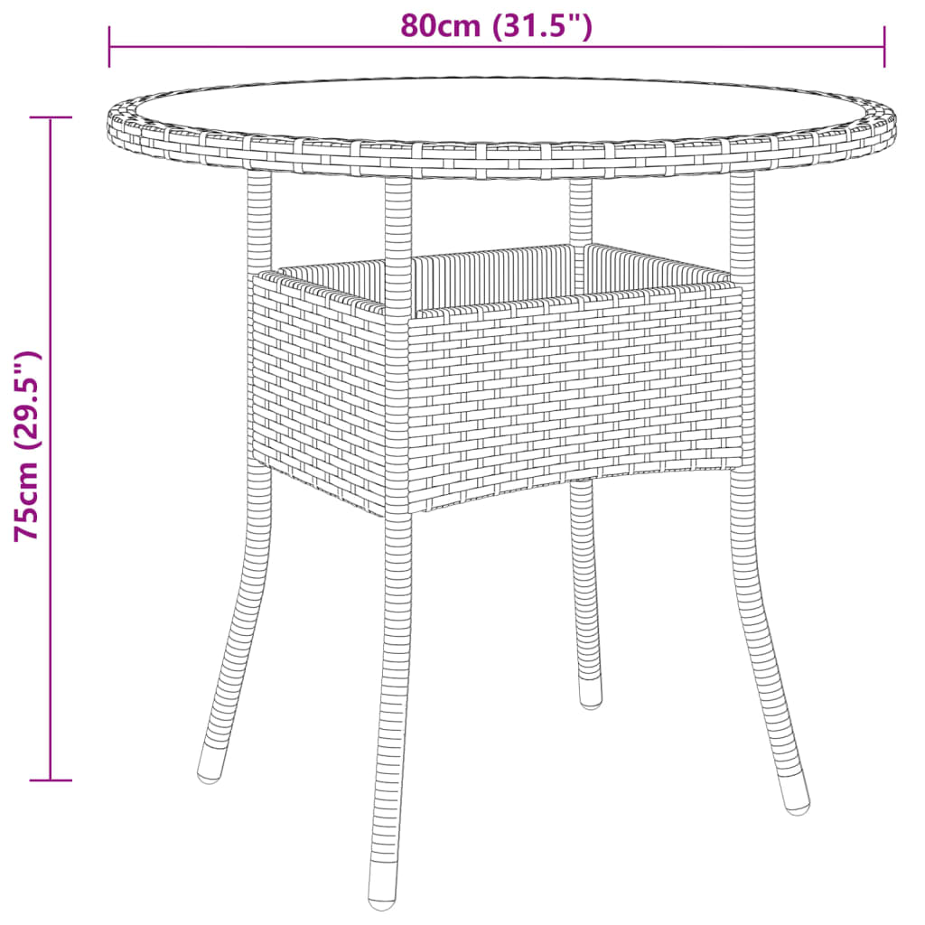 vidaXL 5-tlg. Garten-Bistro-Set Poly Rattan Grau