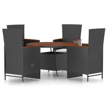 vidaXL 5-tlg. Garten-Essgruppe mit Kissen Poly Rattan Schwarz
