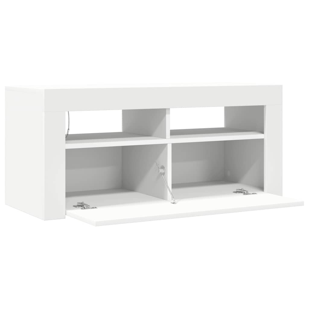 TV-Schrank mit LED-Leuchten Weiß 90x35x40 cm