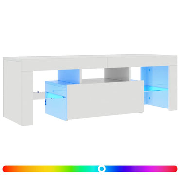 Meuble TV vidaXL avec lumières LED blanc brillant 120x35x40 cm