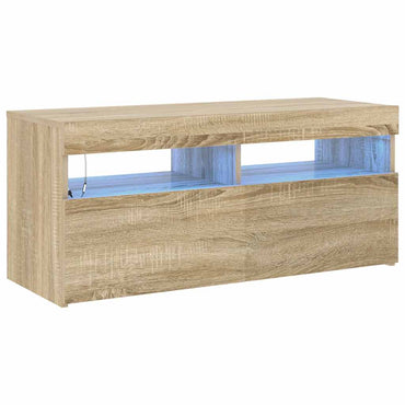 Meuble TV vidaXL avec lumières LED chêne Sonoma 90x35x40 cm