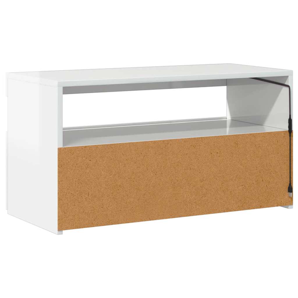 Meuble TV vidaXL avec lumières LED Blanc brillant 75x35x40 cm