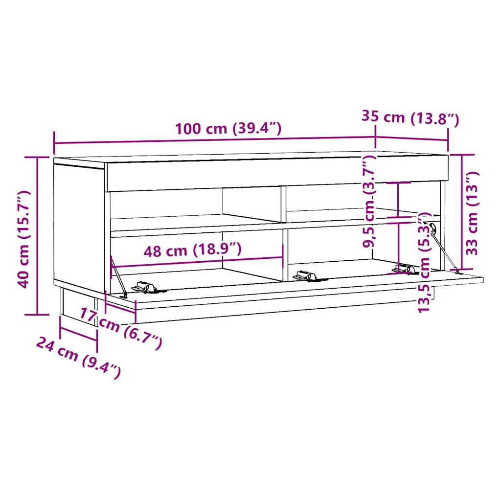 vidaXL Meuble TV blanc 100x35x40 cm aggloméré