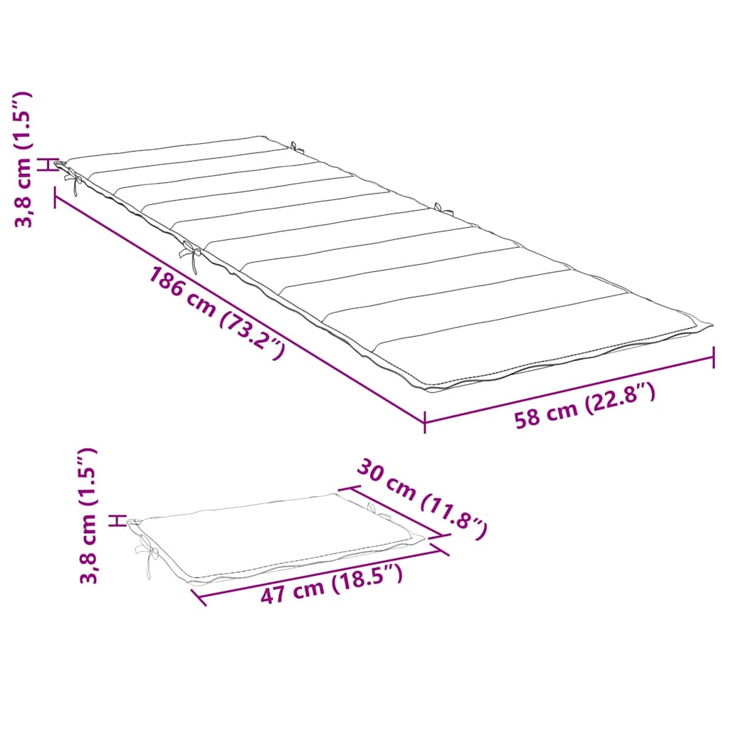 vidaXL Sonnenliege mit Tisch und Auflage Massivholz Akazie