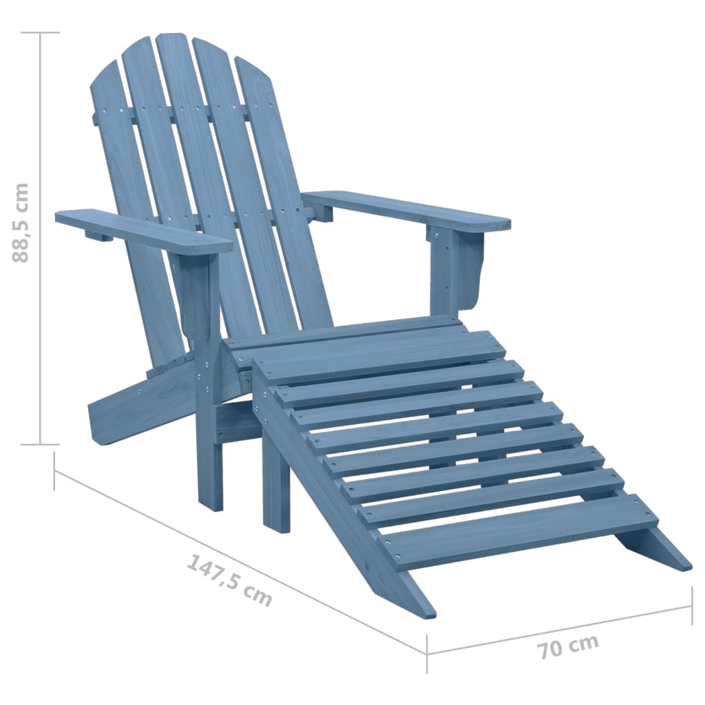 vidaXL Adirondack-Gartenstuhl mit Fußteil Massivholz Tanne Blau