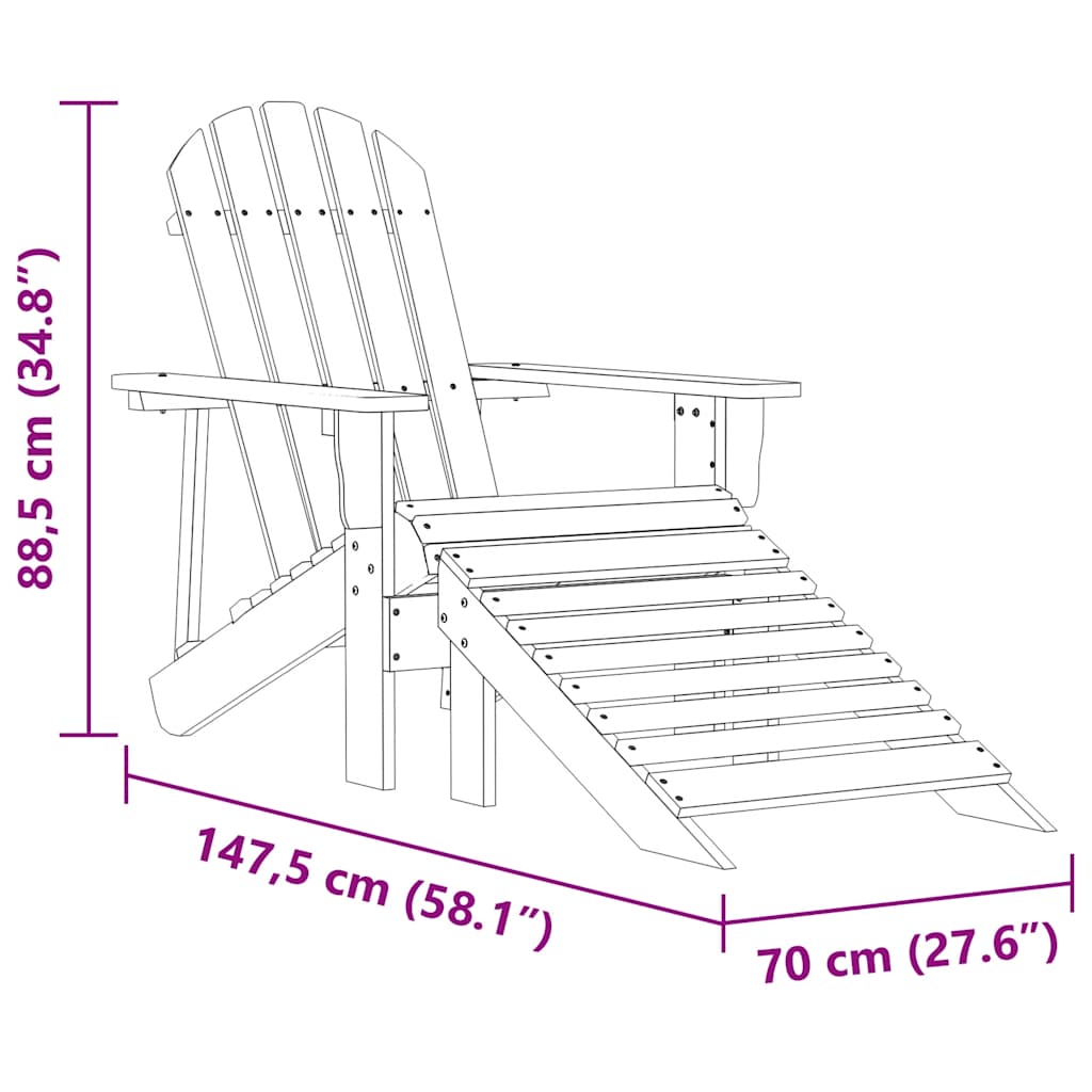 vidaXL Adirondack-Gartenstuhl mit Fußteil Massivholz Tanne Rosa