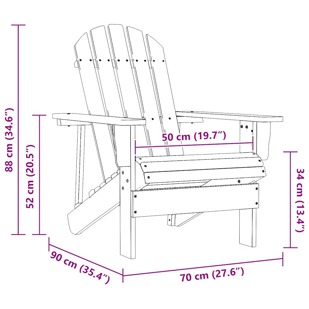 vidaXL Adirondack-Gartenstuhl Massivholz Tanne Gelb