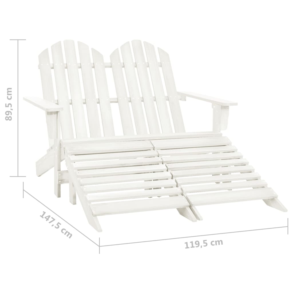 vidaXL Adirondack-Gartenbank 2-Sitzer mit Fußteil Tannenholz Weiß