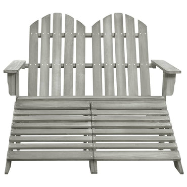 vidaXL Banc de jardin Adirondack 2 places avec repose-pieds Bois de sapin Gris