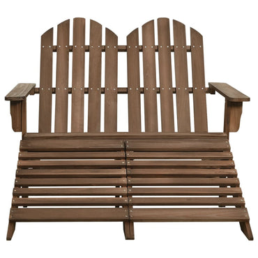 vidaXL Banc de jardin Adirondack 2 places avec repose-pieds Bois de sapin Marron