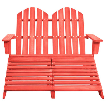 vidaXL Banc de jardin Adirondack 2 places avec repose-pieds Bois de sapin Rouge