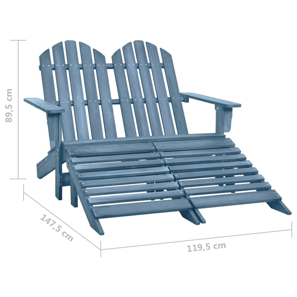 vidaXL Banc de jardin Adirondack 2 places avec repose-pieds Bois de sapin Bleu